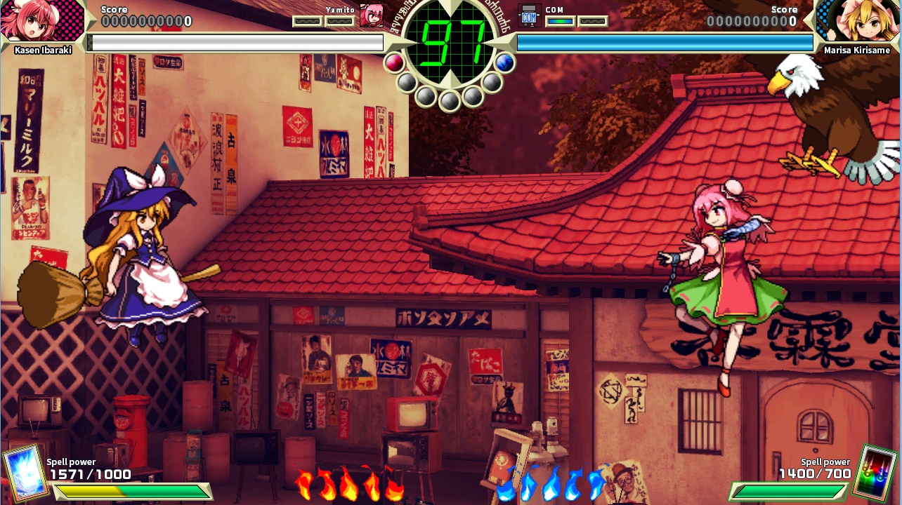 Touhou 14.5 - Screenshot ingame with Kasen and Marisa